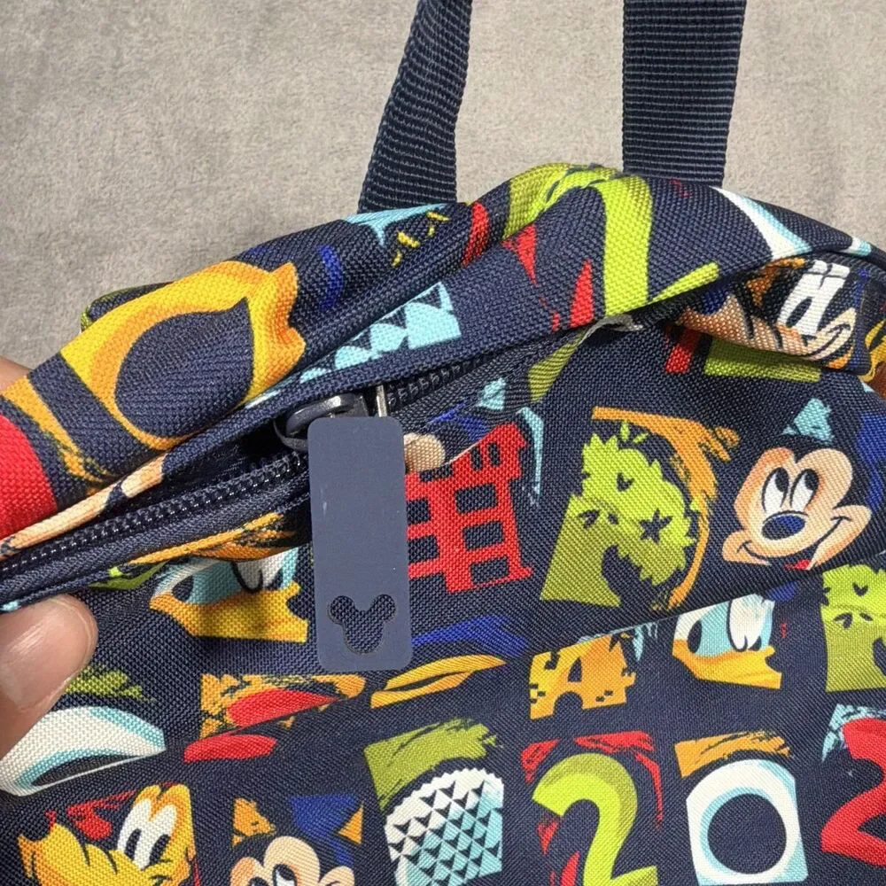 Disney Mickey Mouse Multicolor Graphic Print Medium Backpack Zip Mesh Pocket